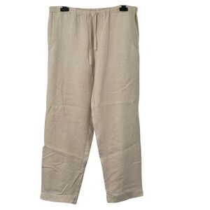 Orvis Women's Creamy Beige Linen Pants Drawstring Waist‎ Comfy Trousers Size M